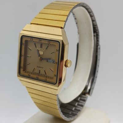 Vintage Seiko 5 Quartz mens dress watch - 8C23-5050 - working