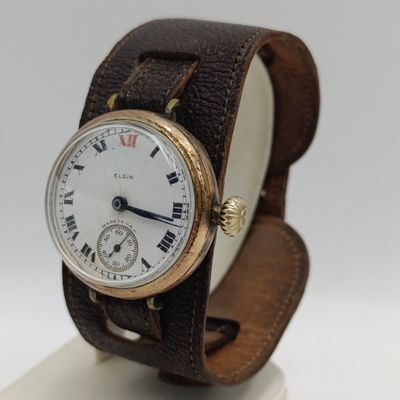 Antique Elgin manual wind trench watch - working