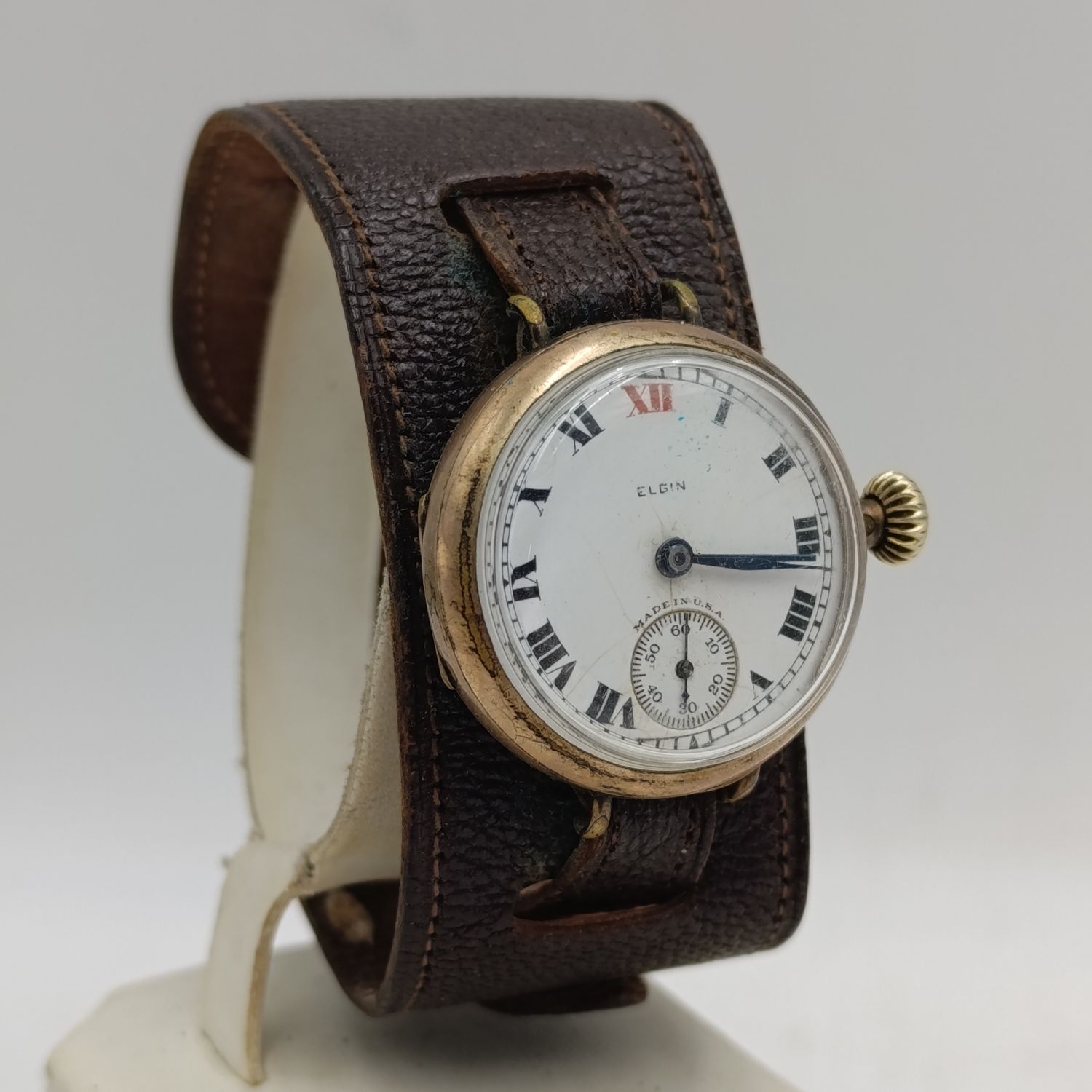 Antique Elgin manual wind trench watch - working
