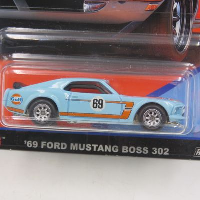 Hot Wheels Premium Real Riders Gulf 1969 Ford Mustang Boss 302 toy car - scale 1/64 - sealed