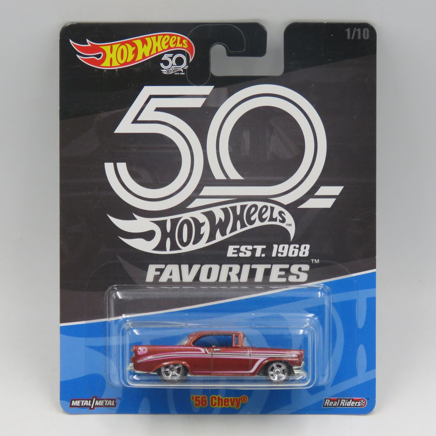 Hot Wheels 50 Years Real Riders 1956 Chevy toy car - scale 1/64 - sealed