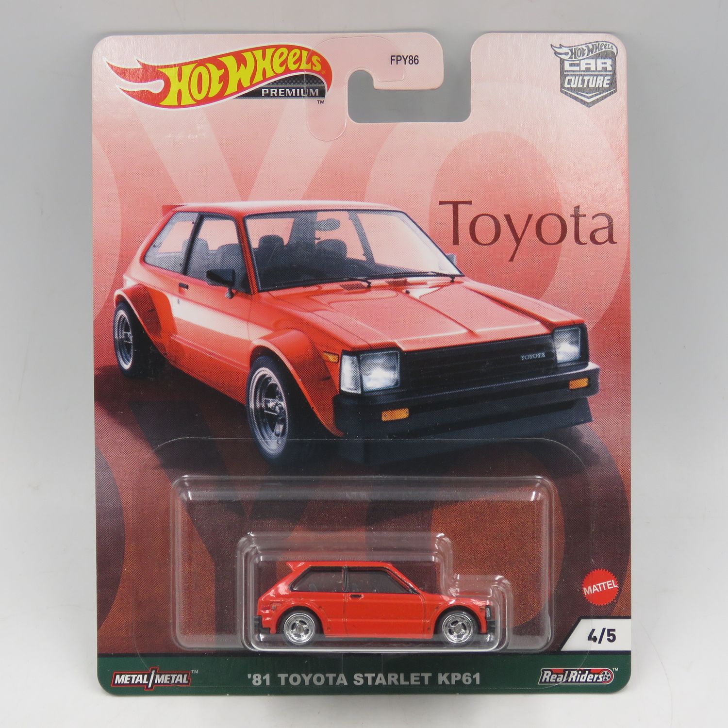 Hot Wheels Premium Real Riders 1981 Toyota Starlet KP61 toy car - sealed