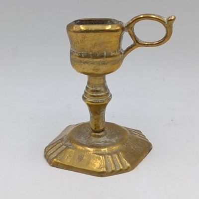 Vintage brass scissor style candle snuffer with stand