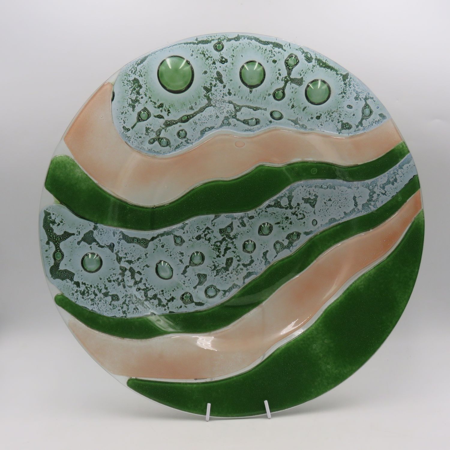 Unsigned Art Glass plate - 38cm - looks like work by Shirley Cloete