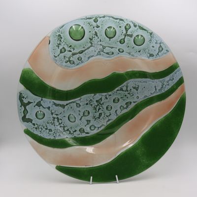 Unsigned Art Glass plate - 38cm - looks like work by Shirley Cloete