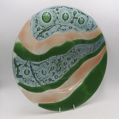 Unsigned Art Glass plate - 38cm - looks like work by Shirley Cloete