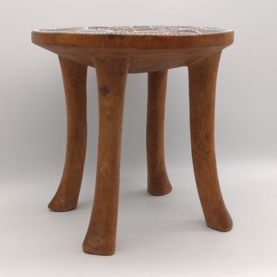 Vintage Kamba stool - hand crafted by Kamba people in Kenya - carved from single piece of wood