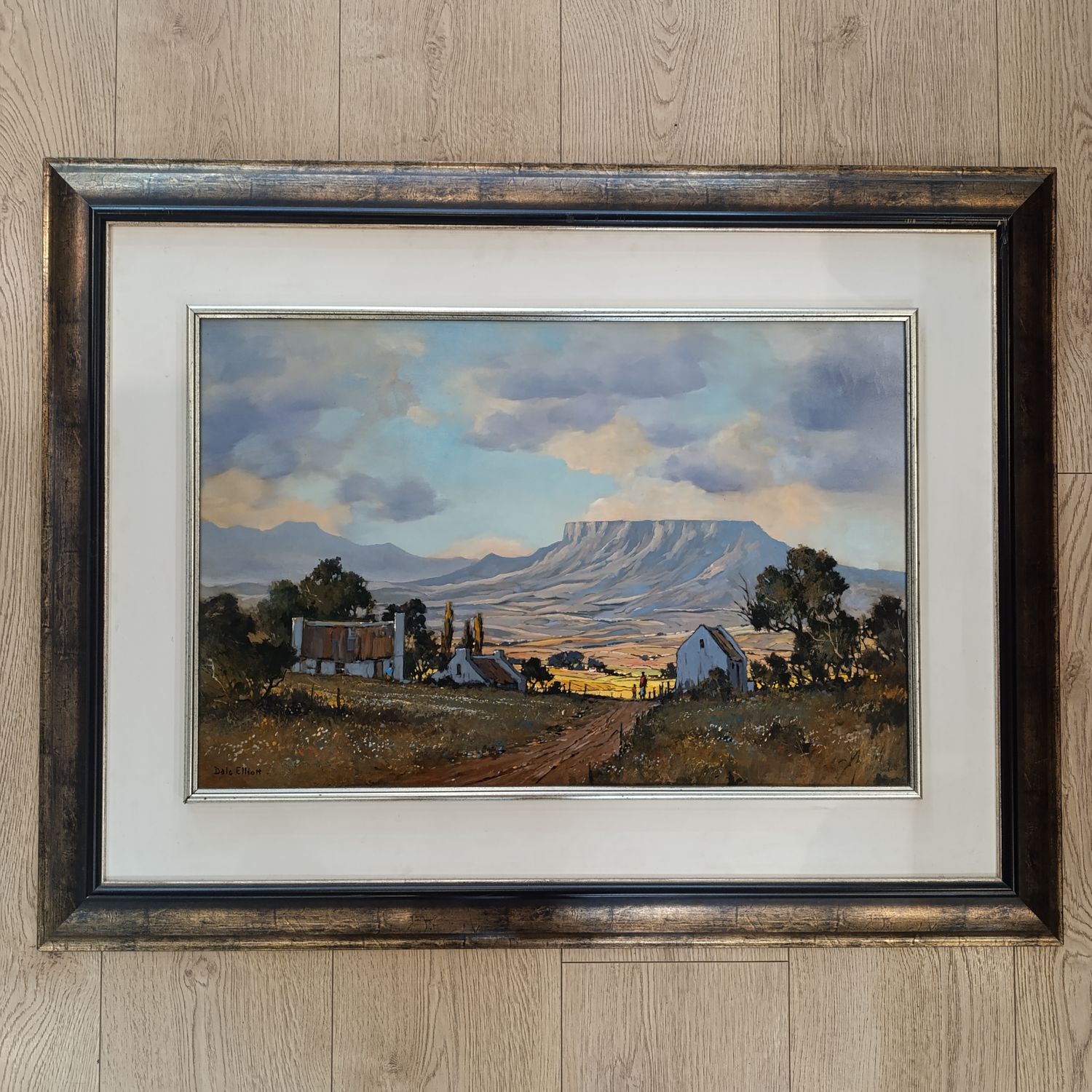 Beautiful Dale Elliot landscape painting with dark-to-light scheme - excellent piece of art