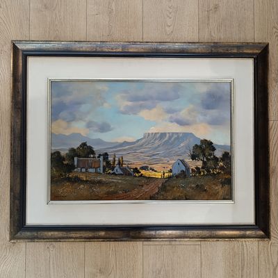 Beautiful Dale Elliot landscape painting with dark-to-light scheme - excellent piece of art