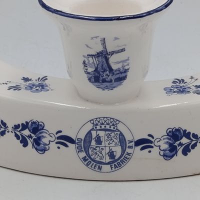 Vintage Delft Oude Molen Fabriek u-shaped candle holder