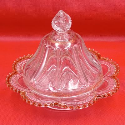 Antique covered glass butter dish
