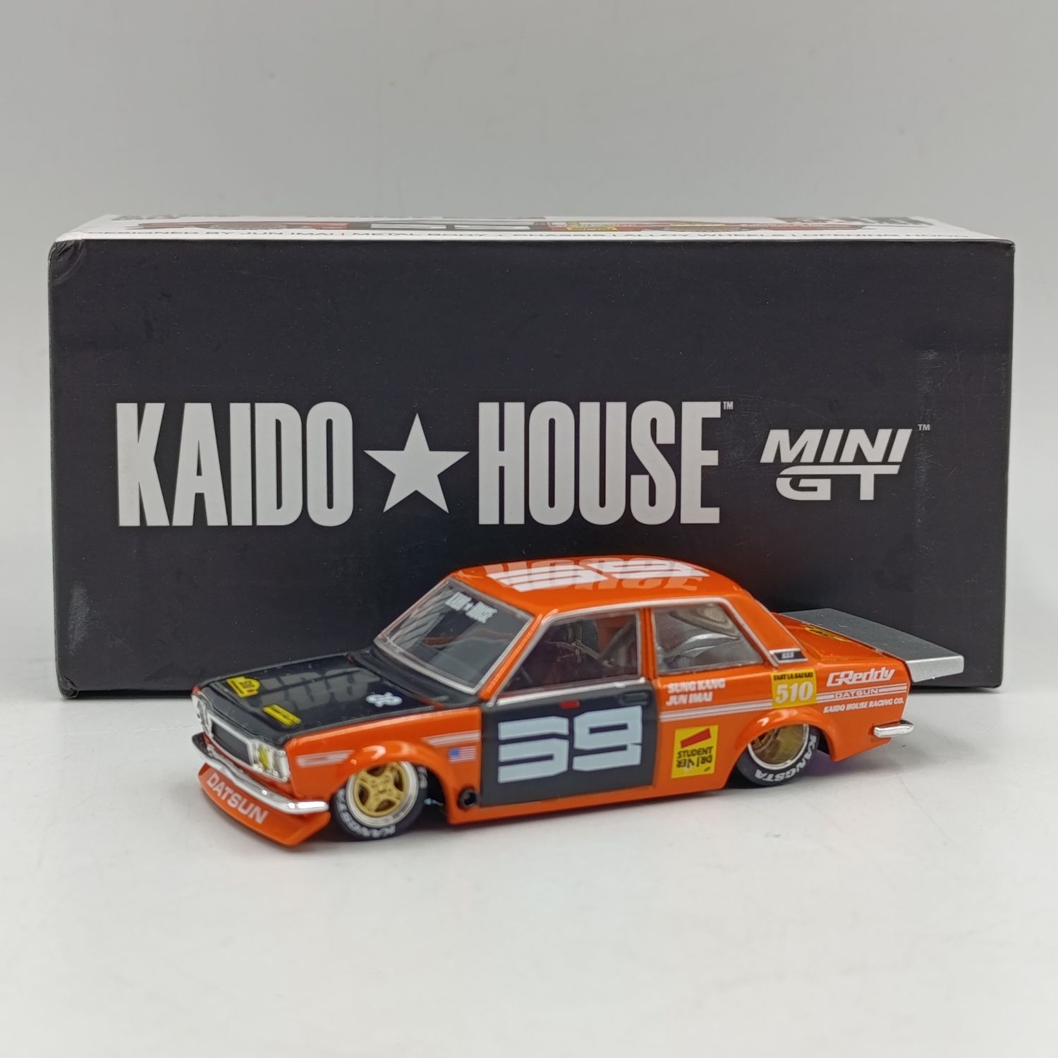 Kaido House #004 Mini GT 1971 Datsun 510 Pro Street die-cast model in box - scale 1/64