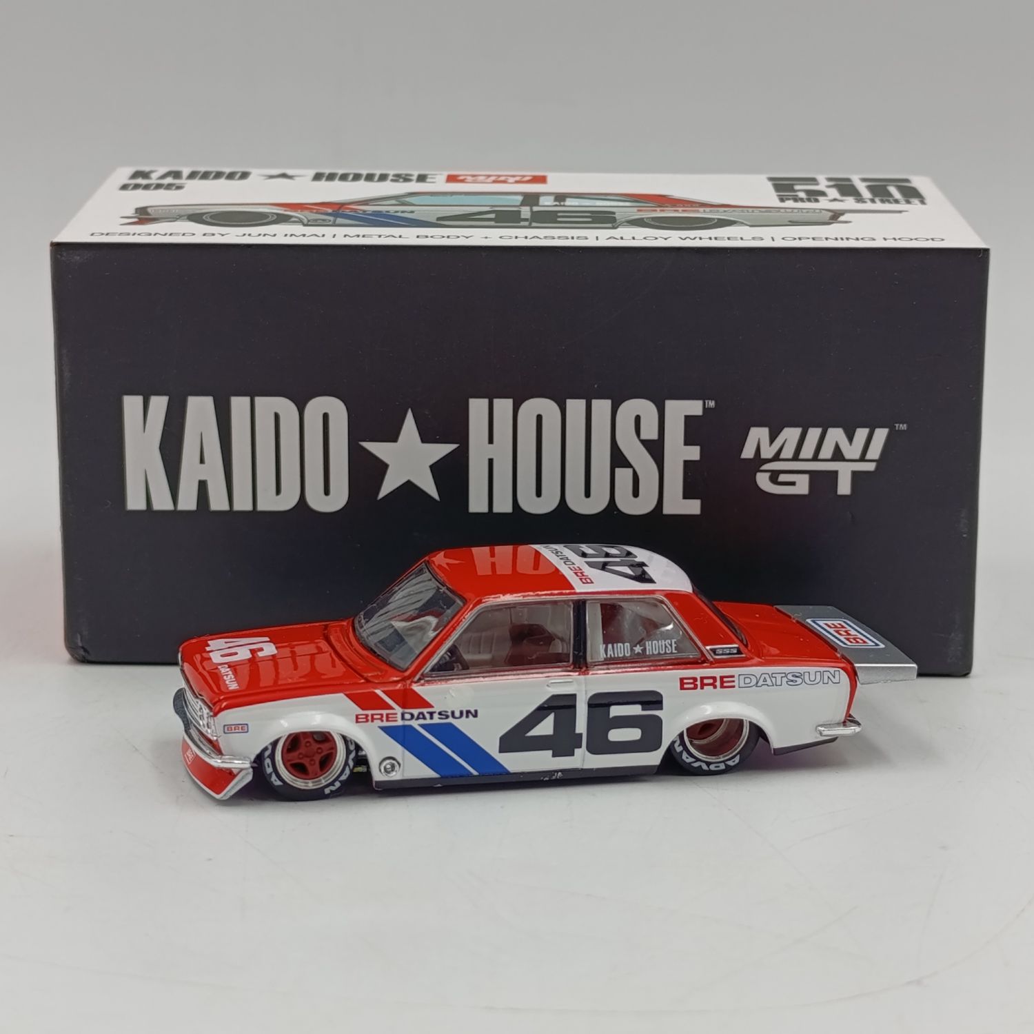 Kaido House #005 Mini GT 1971 Datsun 510 Pro Street die-cast model in box - scale 1/64