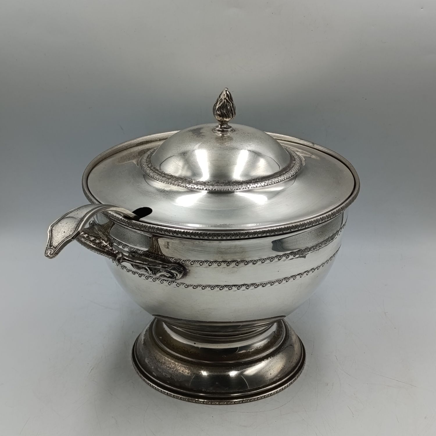 Vintage silverplate soup tureen with lid and spoon