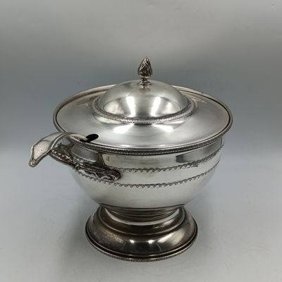 Vintage silverplate soup tureen with lid and spoon