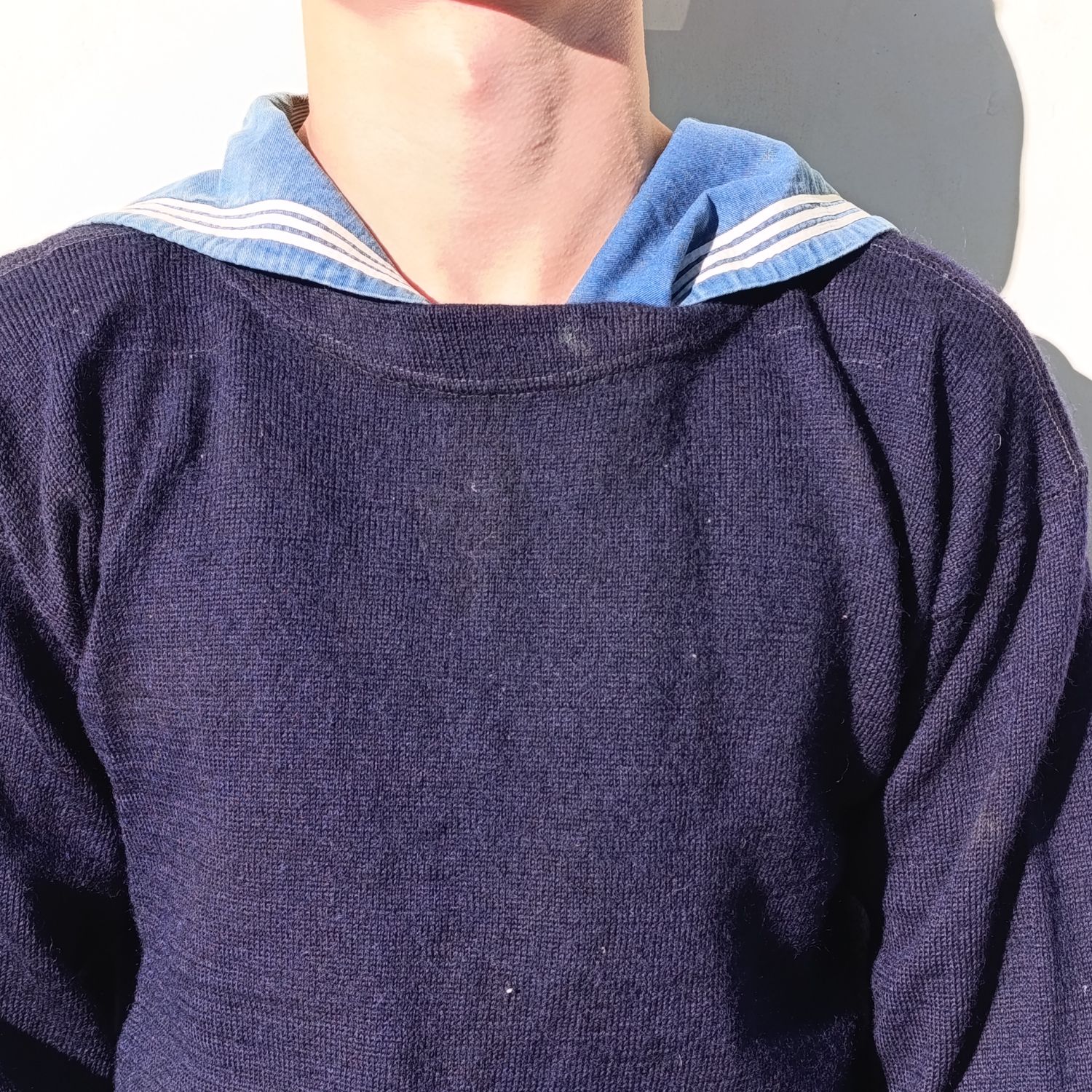 WW2 period Royal navy sailor blue jean collar with jersey