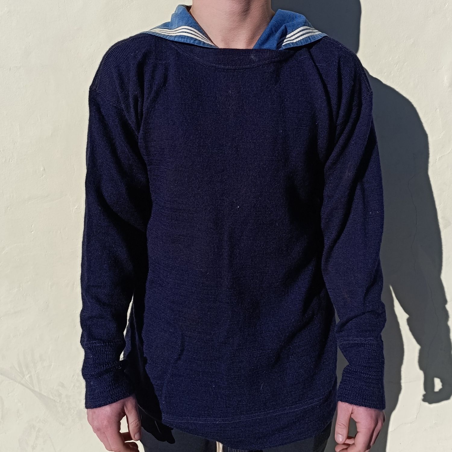 WW2 period Royal navy sailor blue jean collar with jersey