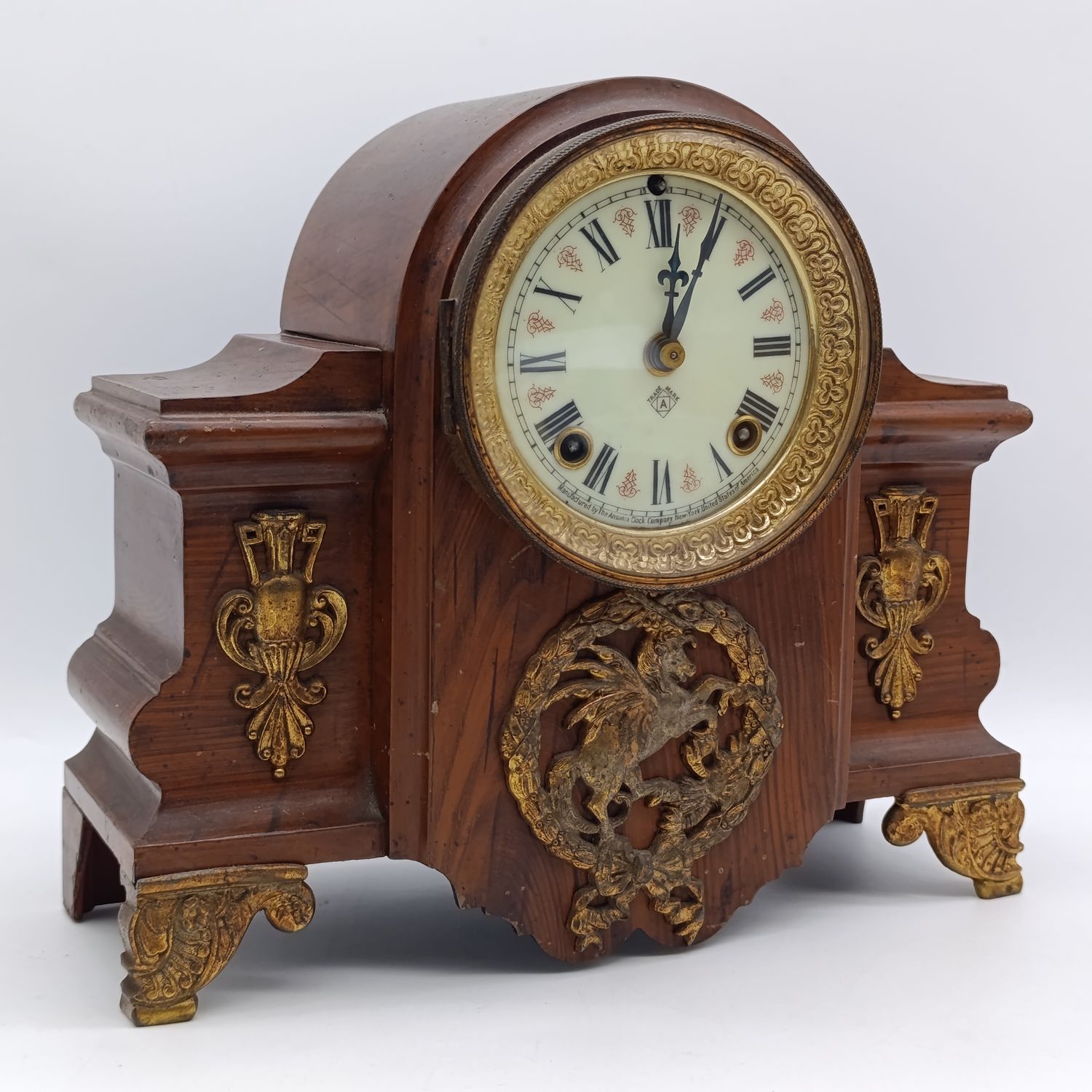 Beautiful Antique Cast iron Ansonia mantle clock - running, but needs a pendulum