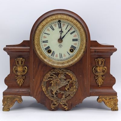 Beautiful Antique Cast iron Ansonia mantle clock - running, but needs a pendulum