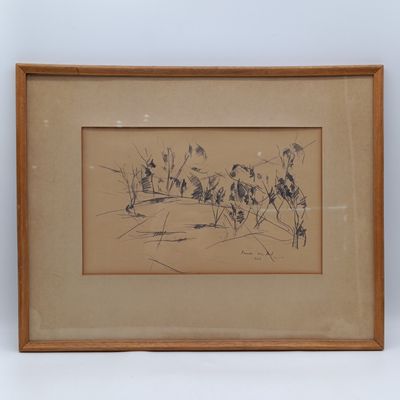 Paul du Toit 1949 pencil sketch in frame