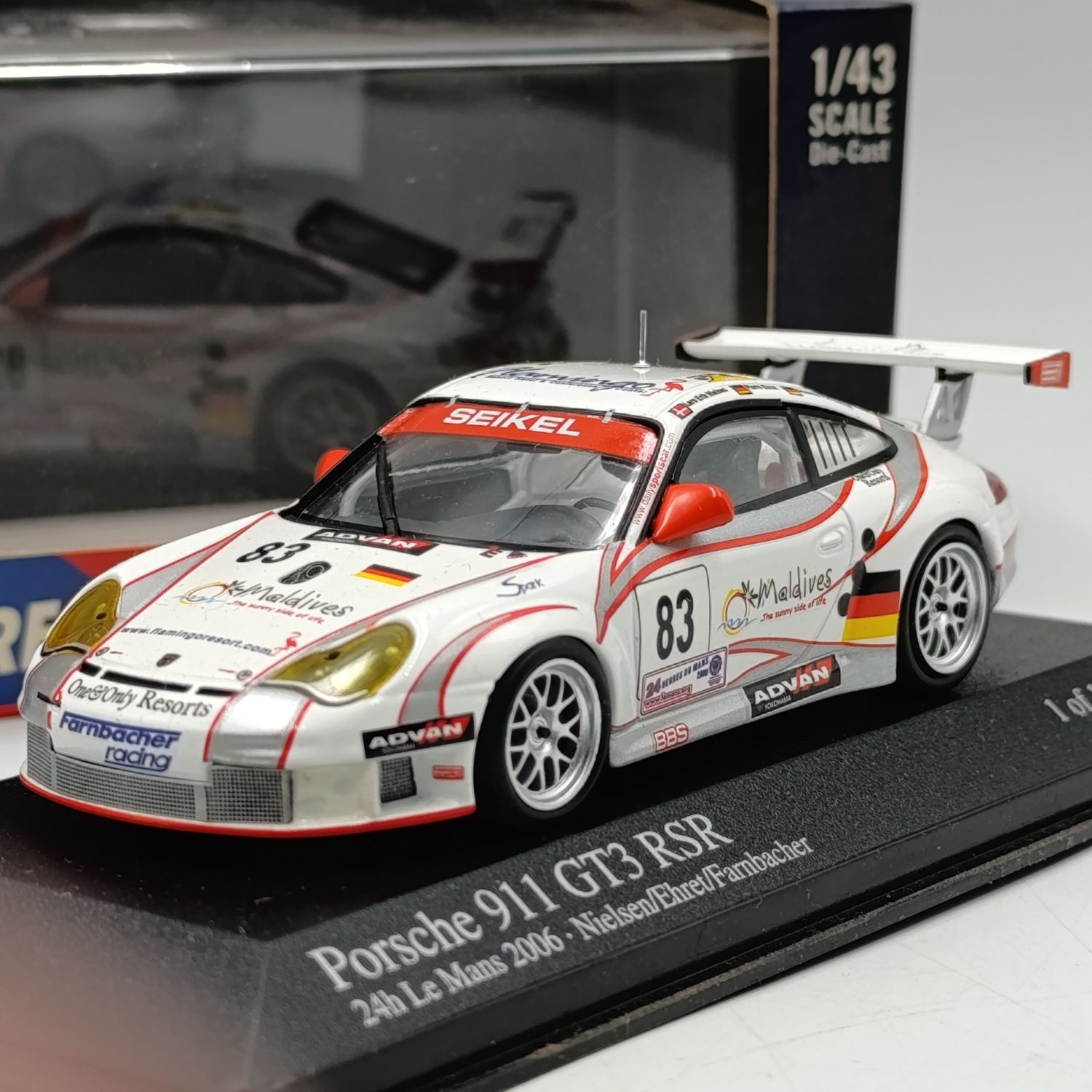 MiniChamps Porsche 911 GT3 RSR #83 24h Le Mans 2006 race car model - scale 1/43