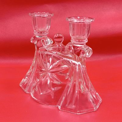 Vintage glass double candle holder