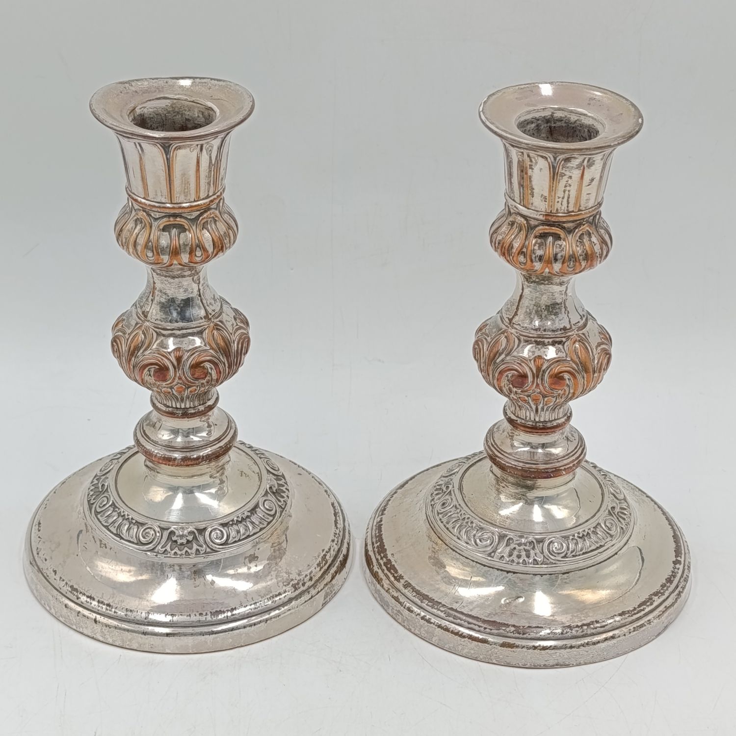 Pair of antique silverplated candlesticks
