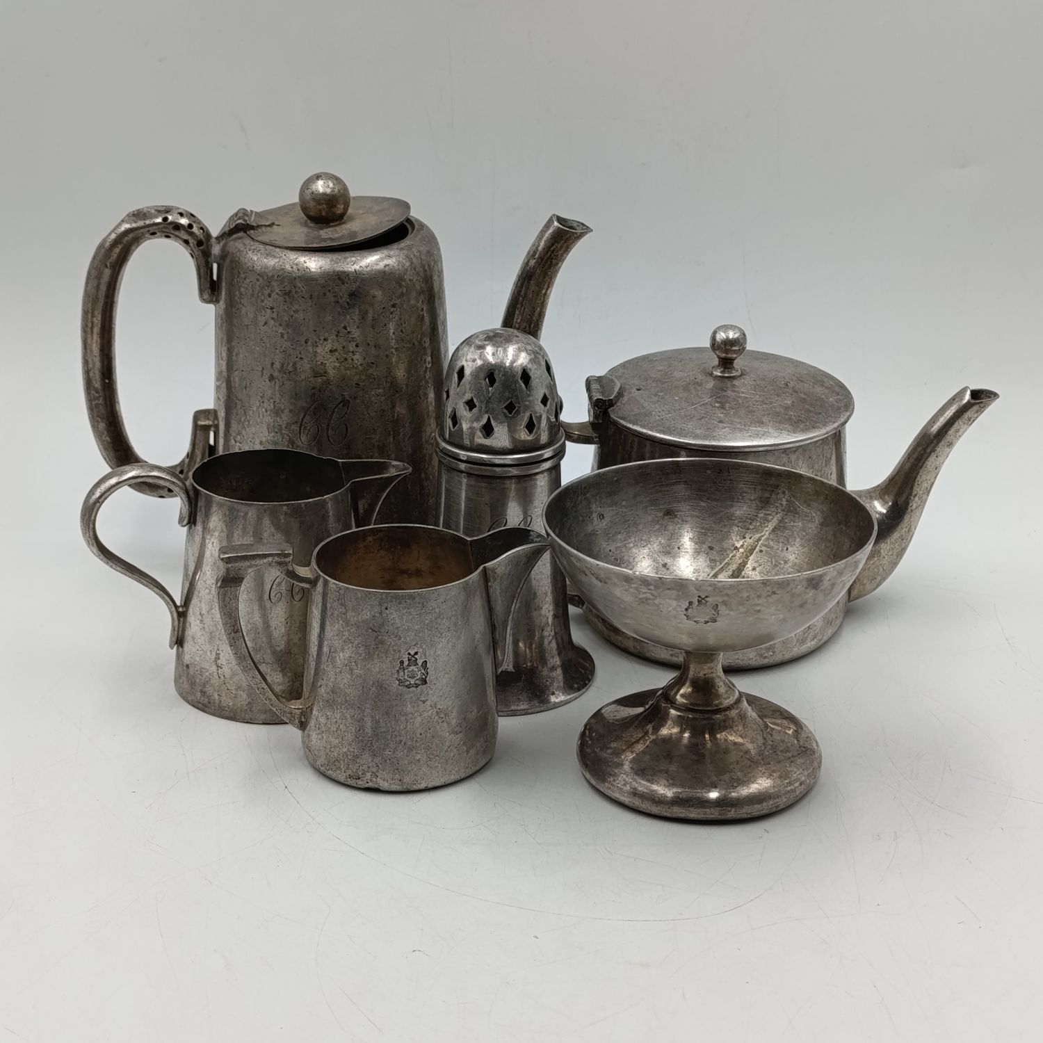 Antique set of Cape Colony government silverplate - Coat of arms and CC inscription