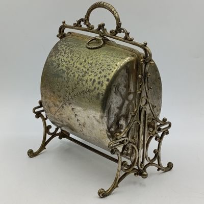 Antique Victorian silverplated folding snack/cookie tray - outside plating discolouration