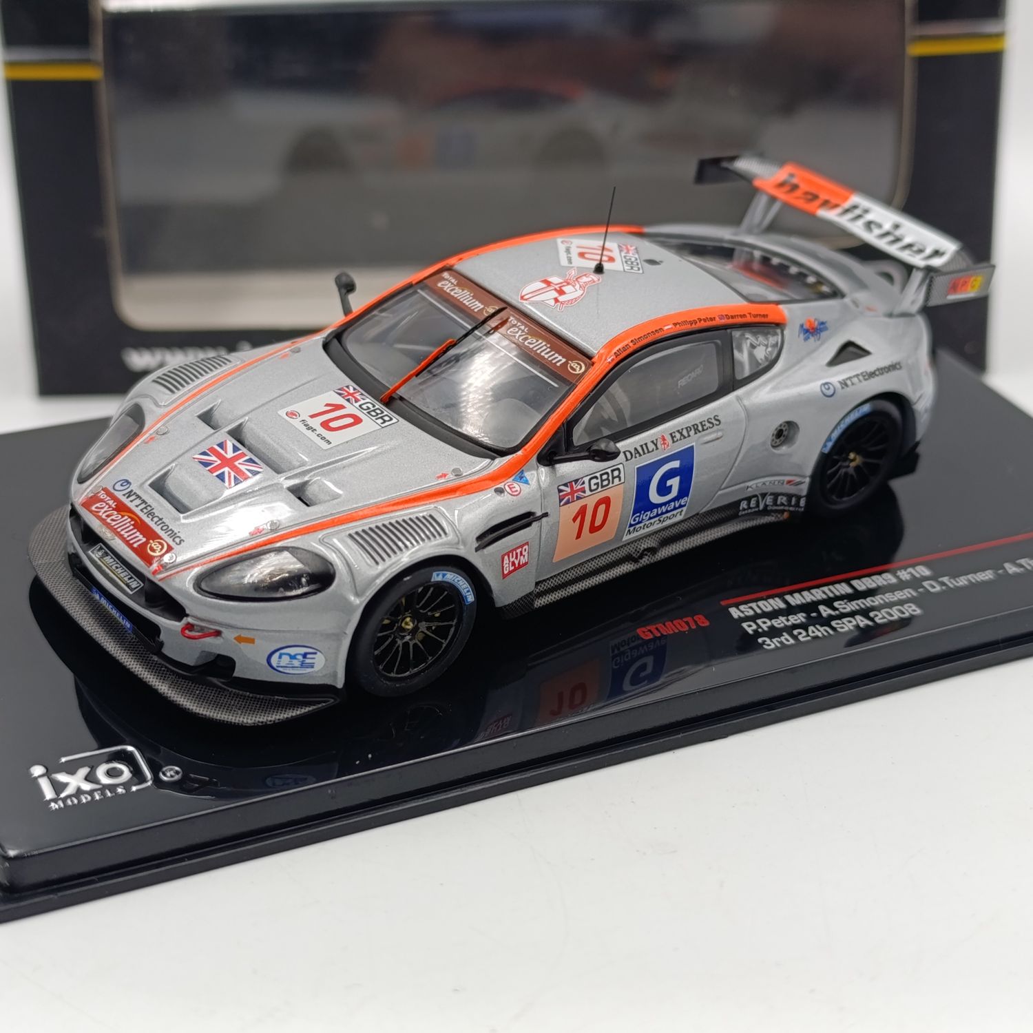 IXO Models 2008 Aston Martin DBR9 24h SPA #10 racing model car - scale 1/43