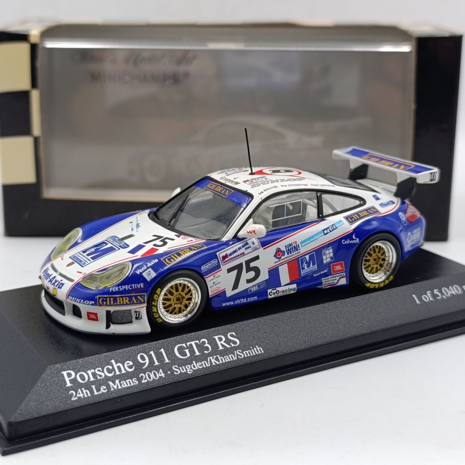 MiniChamps Porsche GT3 RS #75 24h Le Mans 2004 race car model - scale 1/43