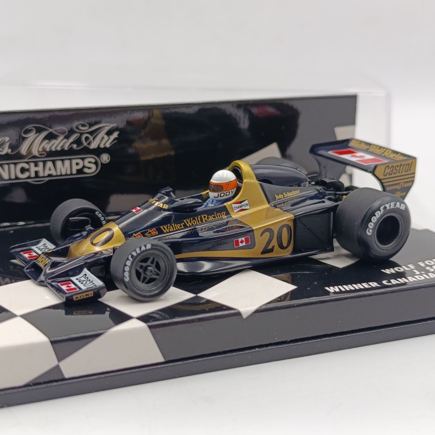 MiniChamps Wolf Ford WR1 1977 Canadian GP #20 Jody Scheckter race car model - scale 1/43