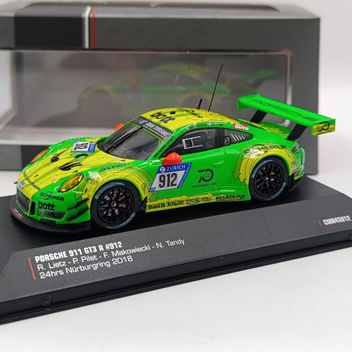 IXO Models Porsche 911 GT3 R #912 24h Nürburgring 2018 race car model - scale 1/43