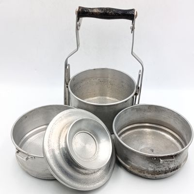 Vintage Aluminium 3-tier lunch box tin