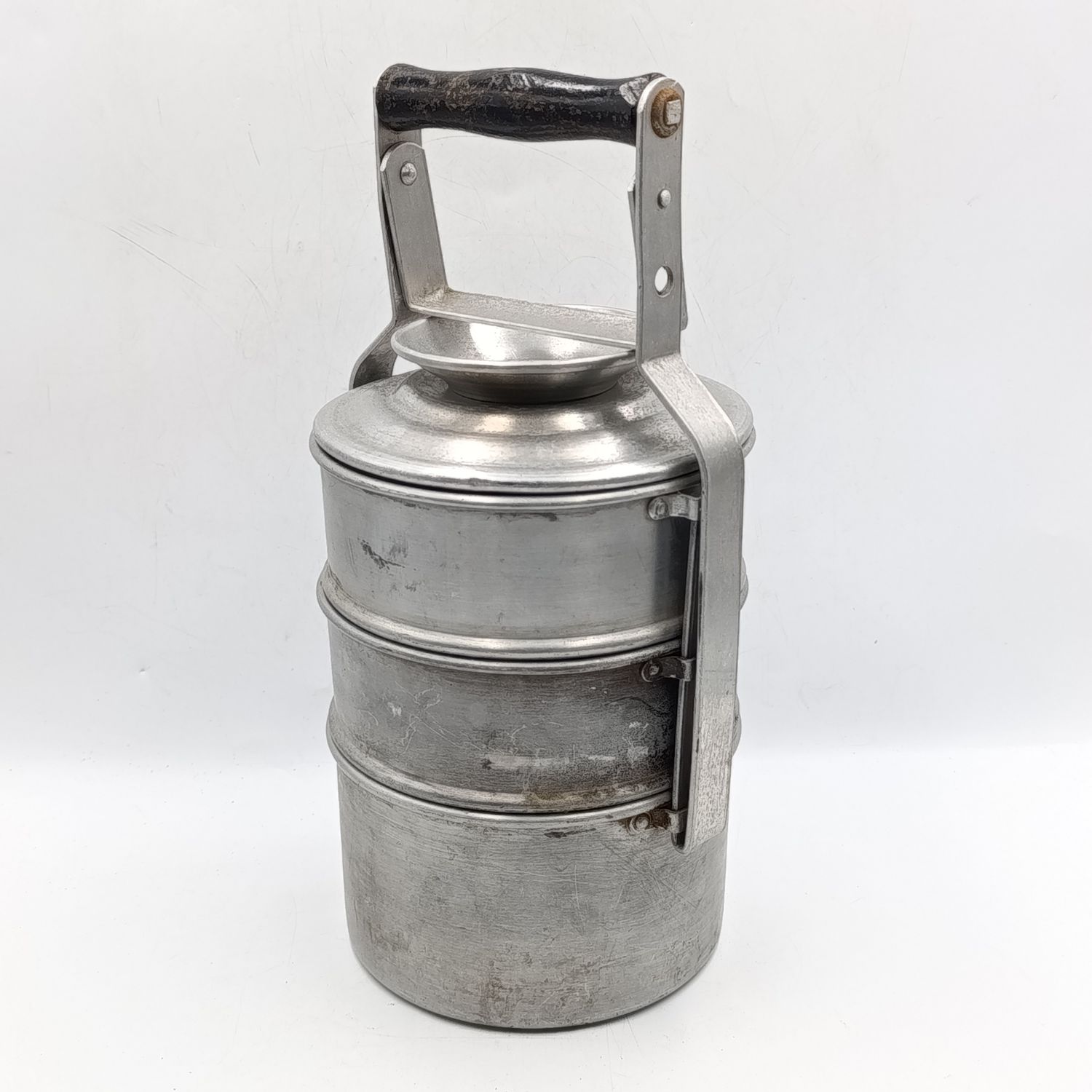 Vintage Aluminium 3-tier lunch box tin