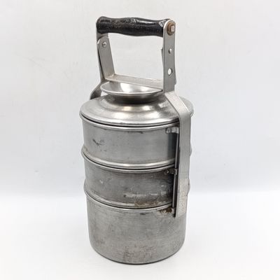 Vintage Aluminium 3-tier lunch box tin