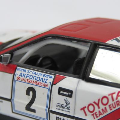 Toyota Celica #2 die-cast rally model car - scale 1/43 - mirror missing