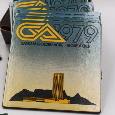 Set of 13 Vintage 1979 Sanlam Golden Acre coasters - 6 boxed