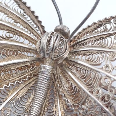 Vintage silver Filigree butterfly brooch - weighs 15.6 grams