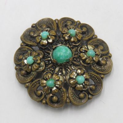 Art Deco Peking Jade glass brooch - circa 1920/30