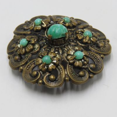 Art Deco Peking Jade glass brooch - circa 1920/30