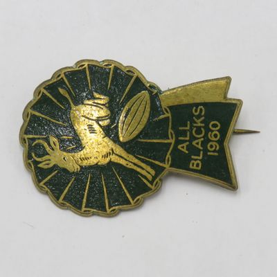 1960 All Blacks vs Springboks Rugby tour stick pin badge