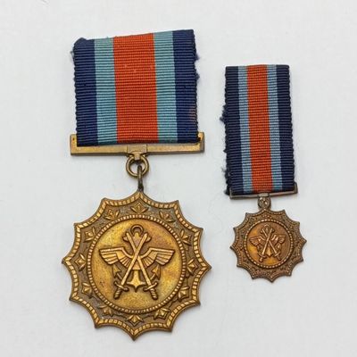 SADF Military Merit Medal full size and miniature pair - #4259