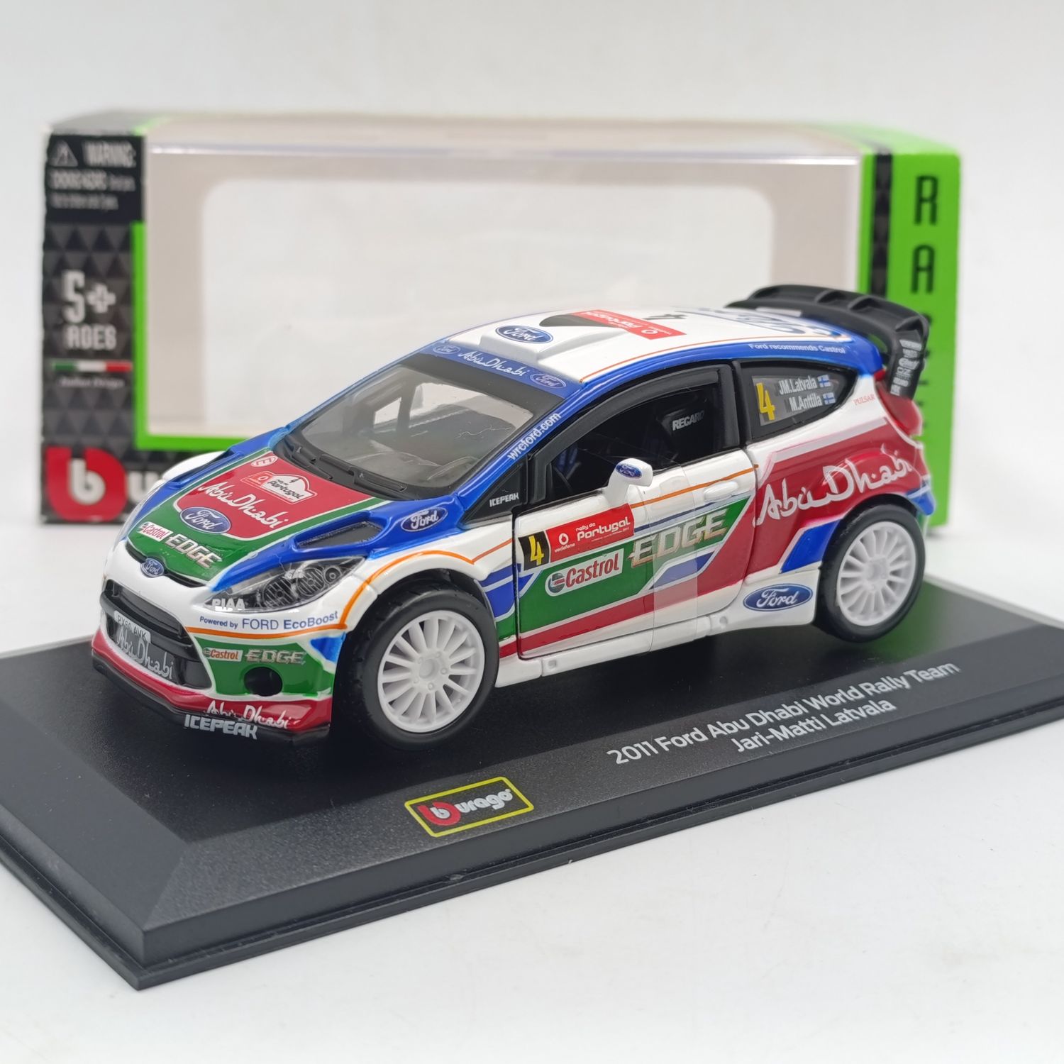 Bburago 2011 Ford Fiesta RS #4 Abu Dhabi World Rally team race car model - scale 1/32