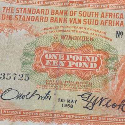 South West African Standard Bank One Pound banknote - 1 May 1958 - Vivid Colors