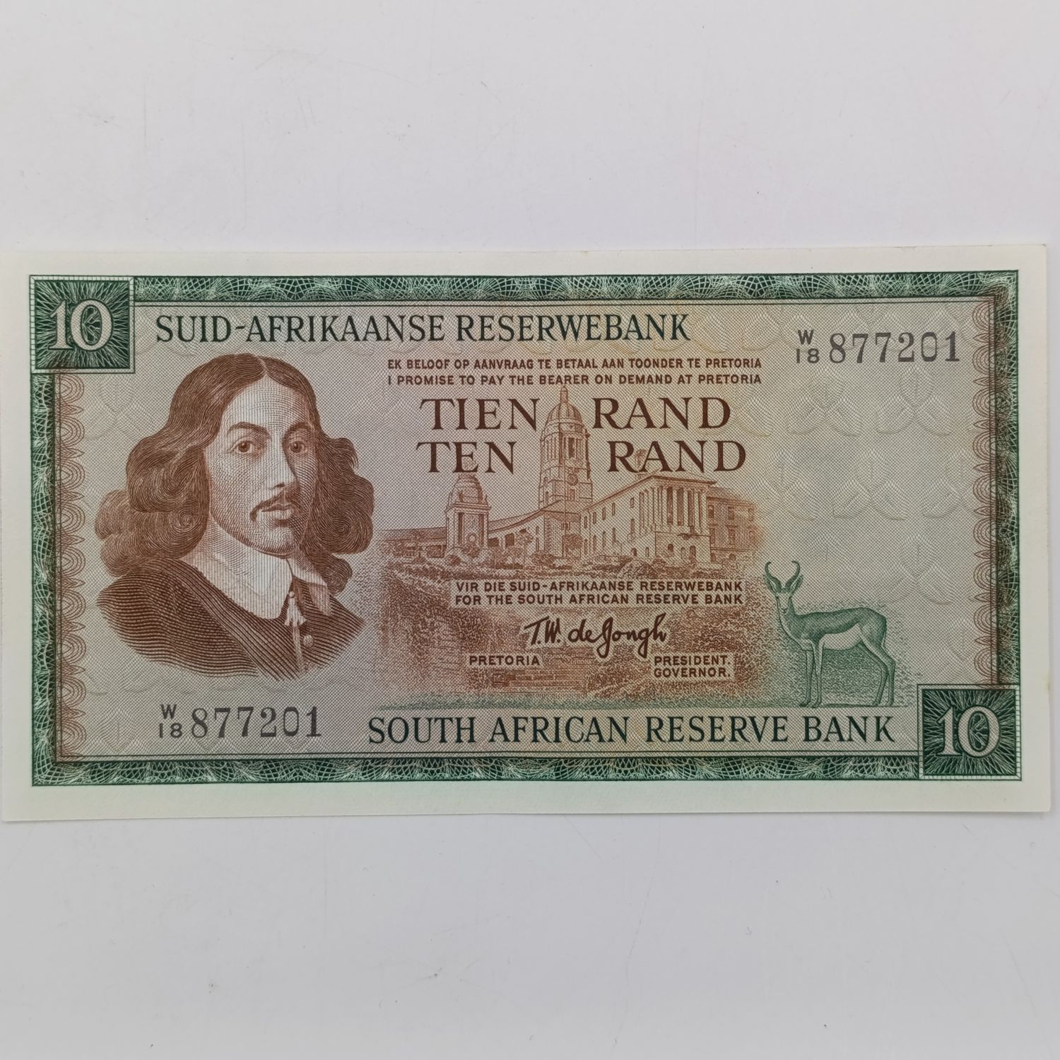 TW de Jongh 3rd issue R10 replacement note - W18 uncirculated