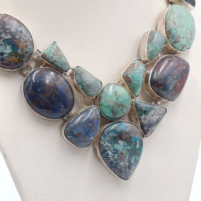 Handmade sterling silver Azurite necklace - weighs 99.5 grams