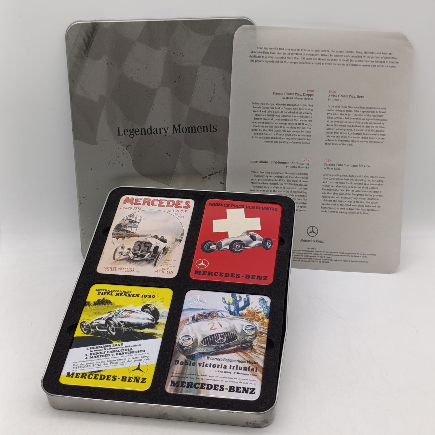 Mercedes-Benz Legendary moments fridge magnet set in tin