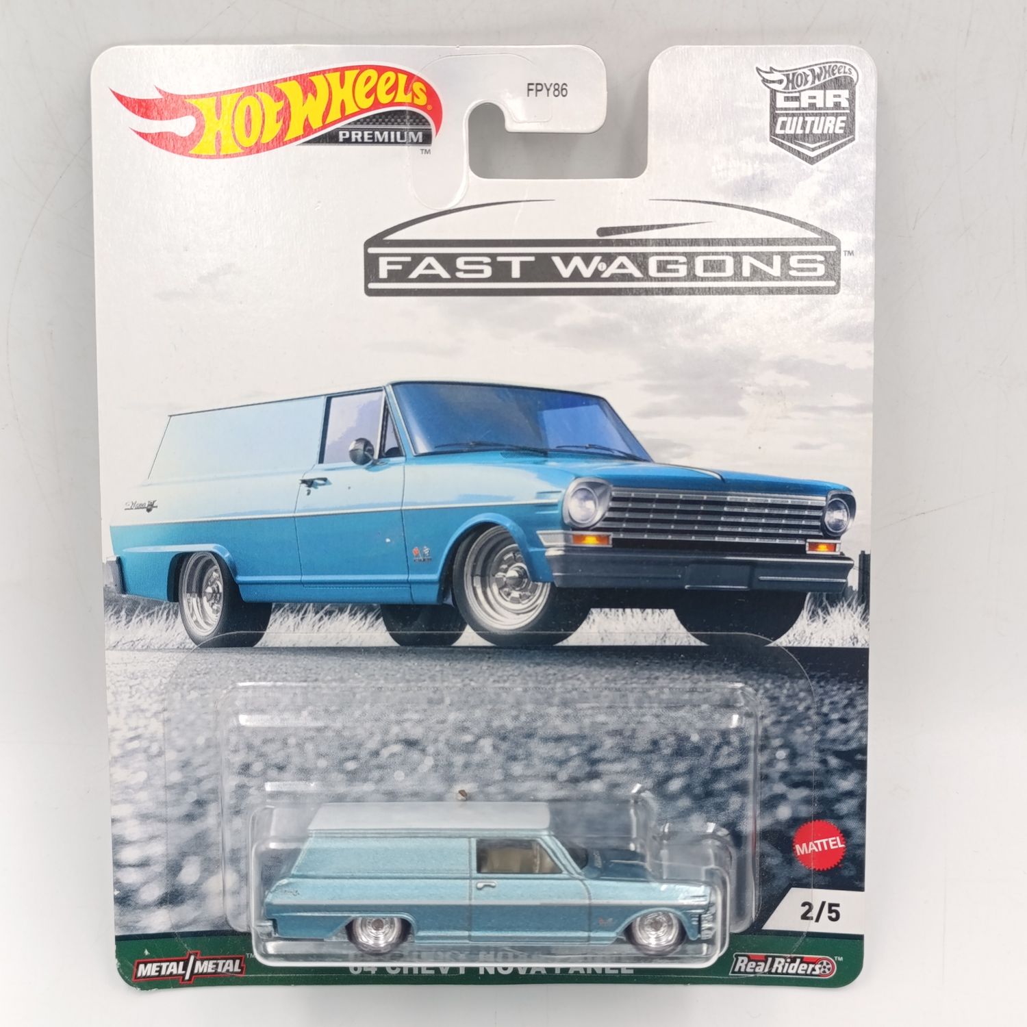 Hot Wheels Premium Fast Wagons 1964 Chevy Nova Panel - Real Riders - sealed