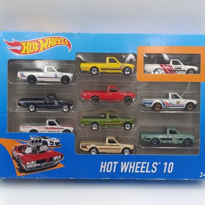 Custom Hot Wheels die-cast 10 pack with Datsun 620 pickup trucks